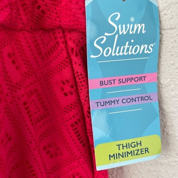 NWT Swim Solutions Coral Orange One Piece Swim Suit Size 22W - Picture 3 of 6